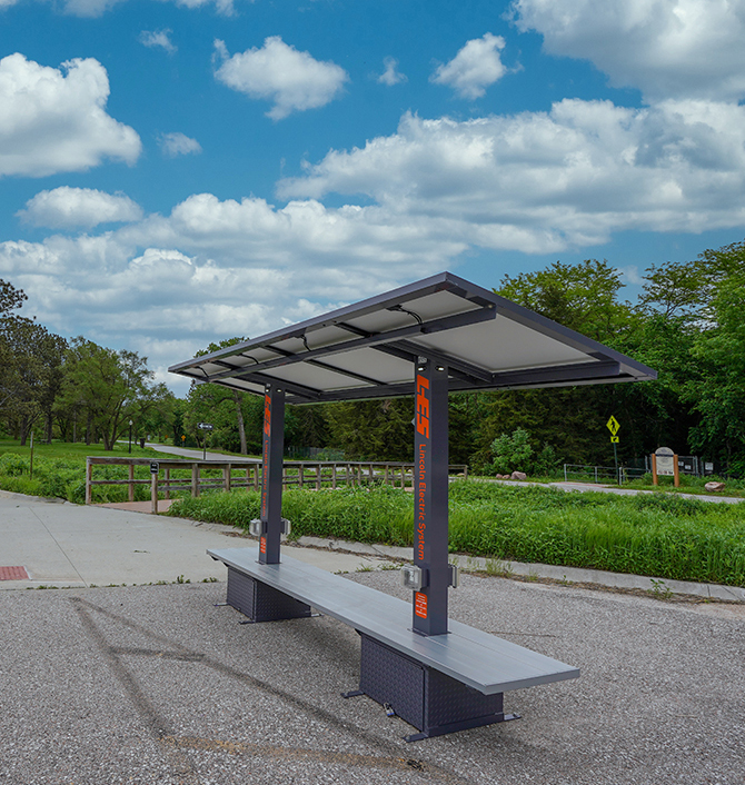 Solar bench at park