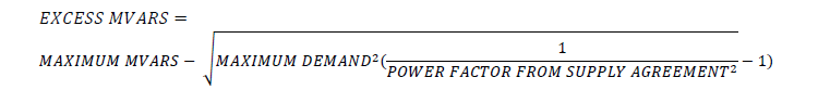 Image of formula used to charge EXCESS MVARS.