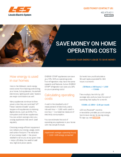 Save money on home operating costs