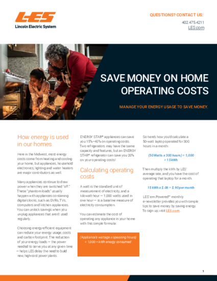 Save money on home operating costs