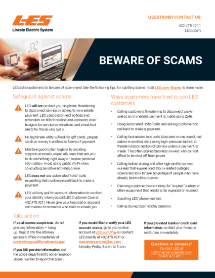 Beware of scams 