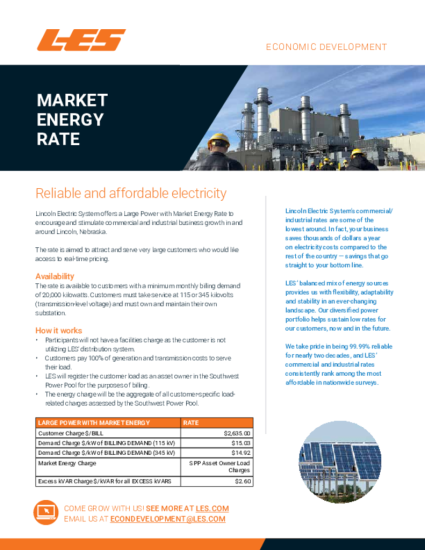 LES Market Energy Rate snapshot