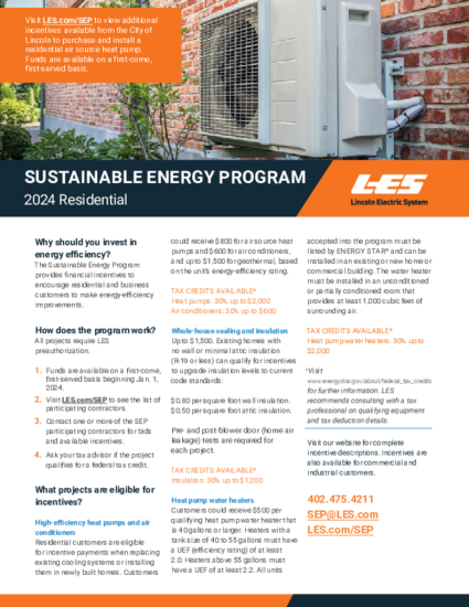 Sustainable Energy Program 2024 overview (residential)