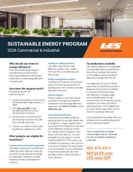 Sustainable Energy Program 2024 overview (commercial & industrial)