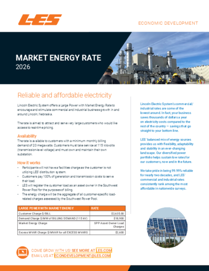 Aperçu du taux d'énergie du marché LES