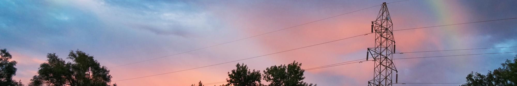 Power lines at dusk